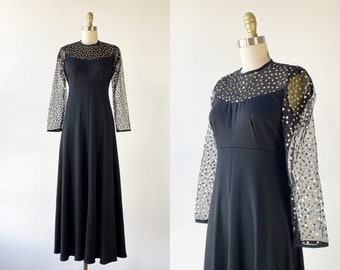 1970s Disco Dress - Black Gown - Studio 54 Gown - Size Small