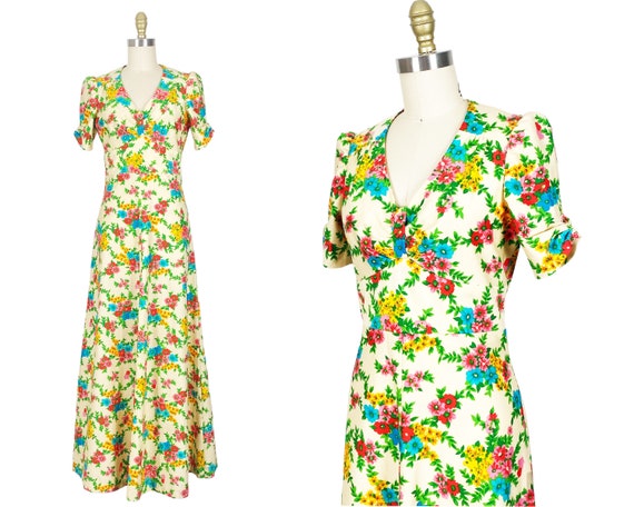 1970s Dress - 1970s Floral Dress - 1970s Maxi Dre… - image 1