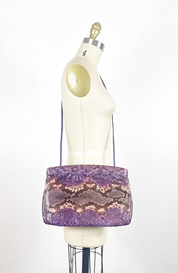 Vintage Snakeskin Purse - Purple Clutch - Snakeski