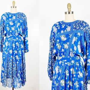 1980s Diane Freis Dress - Vintage Diane Freis Dress - 80s Summer Dress - Size Small - Large