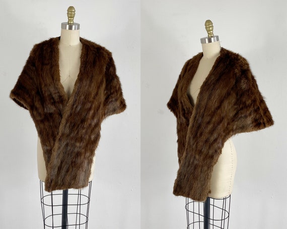1950s Mink Stole - Brown Mink Stole - Fur Wrap - V