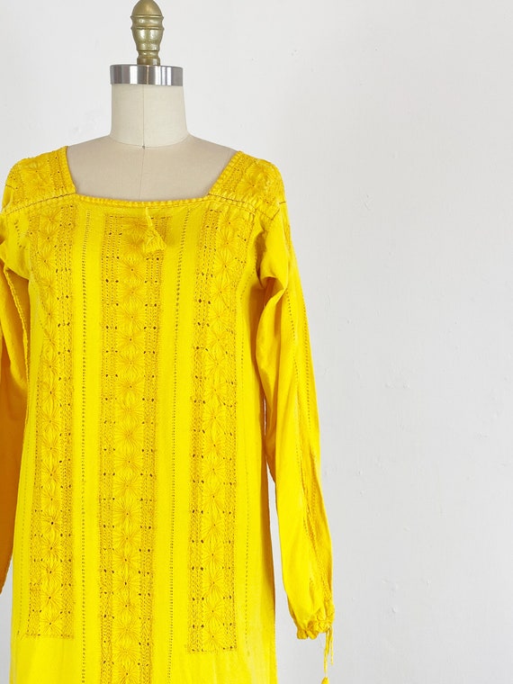 1970s Dress / Yellow Floral Maxi Dress / Bohemian… - image 3