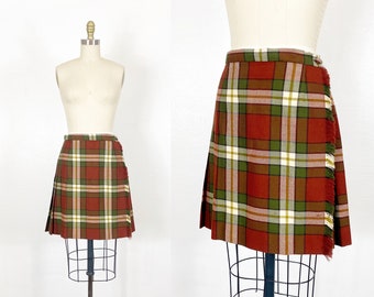 1960s Plaid Skirt - 1960s Wool Skirt - 1960s Tartan Skirt - Size Small