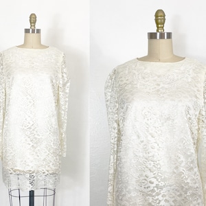 1960s Cocktail Dress - 1960s Party Dress - 1960s Lace Dress - 1960s Floral Dress - Size Medium - Large