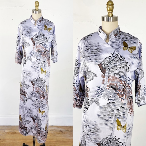 1970s cheongsam dress // butterfly print cheongsam