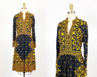 1960s Maurice Dress - 1960s Day Dress - 1960s Mod Dress - Size Medium - Large