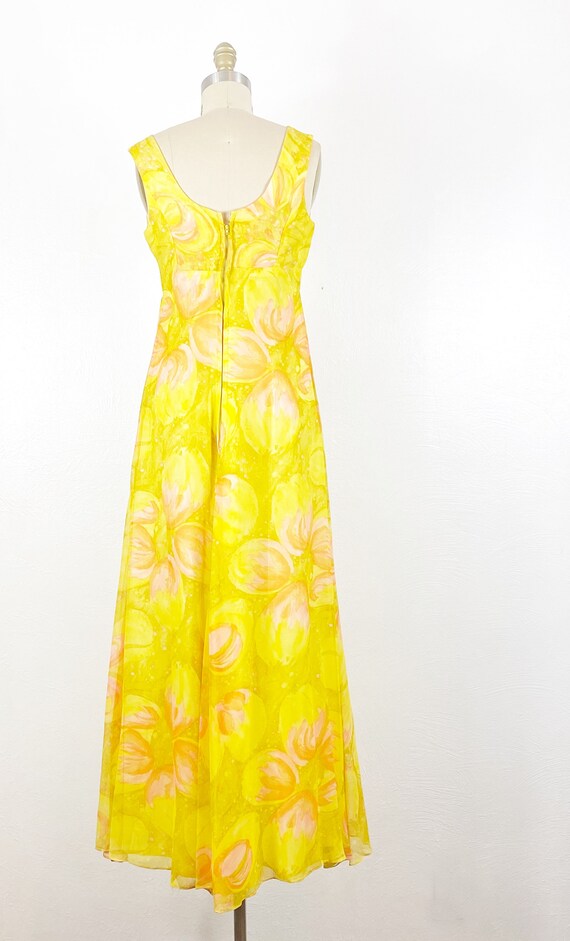 1960s Gown - 1960s Floral Gown - 1960s Crepe Gown… - image 4