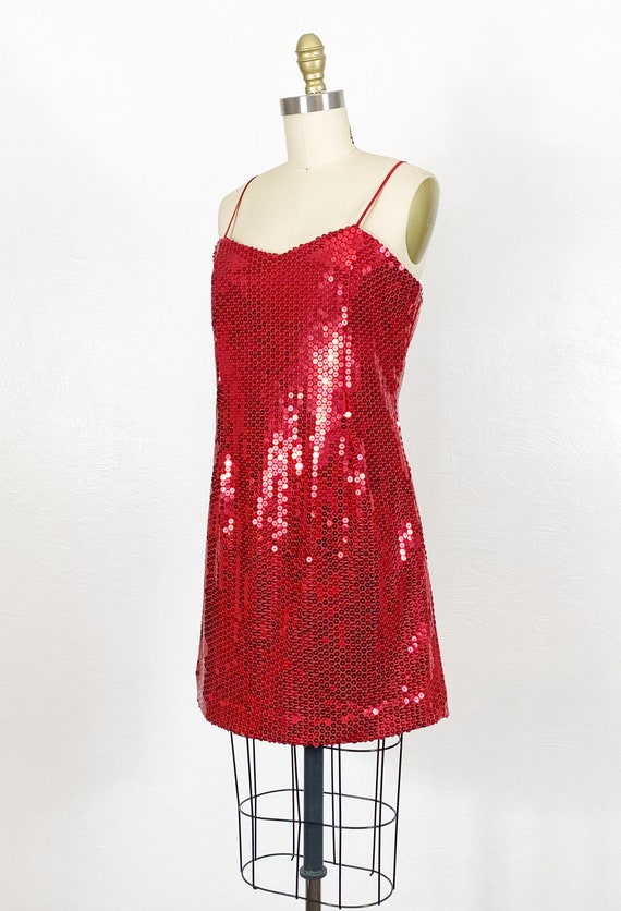 1980s Sequin Dress - Red Sequin Dress - Red Wiggl… - image 5