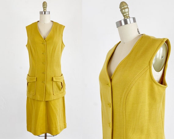 1970s Knit Skirt Set - Knit Vest - Knit Skirt - Vi