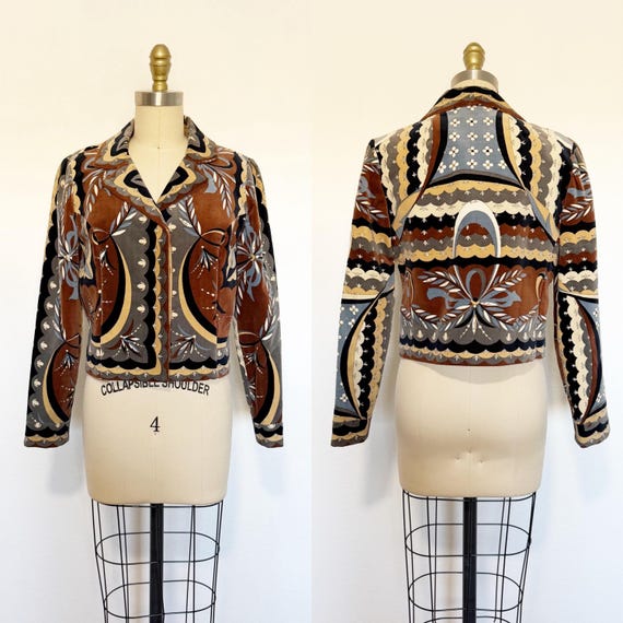 Emilio Pucci, 1960s Emilio Pucci Jacket / Vintage Pucci / Pucci Velvet Jacket / Size Medium