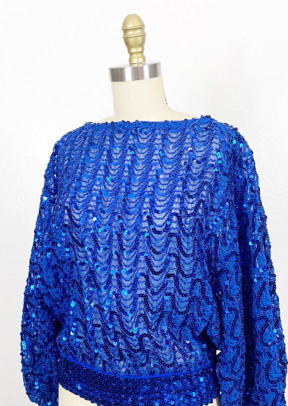 1970s Sequin Blouse - Studio 54 Blouse - Disco Bl… - image 7