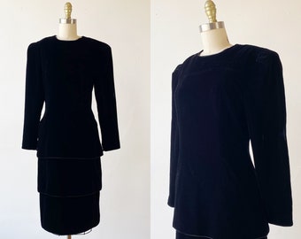 1990s Velvet Dress - Black Velvet Dress - Maggy London Dress - Size Medium
