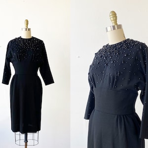 1960s Black Dress 1960s Cocktail Dress 1960s Wool Dress Size Small image 1