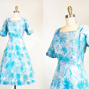 1950s Day Dress - 1950s Cotton Dress - 1950s Fit And Flare - 1950s Floral Dress - Size Large