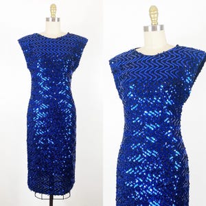 1980s Sequin Dress - Party Dress - 1980s Prom Dress - Size Medium
