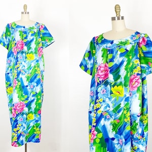 1960s Hawaiian Dress - 1960s House Dress - Hawaiian Muumuu