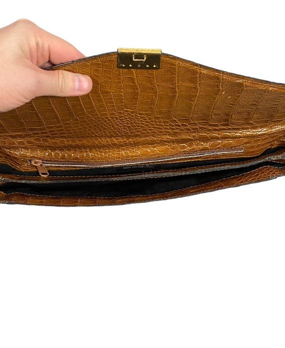Leather Briefcase - Croc Purse - Vintage attaché - image 4