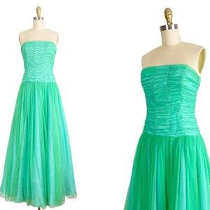 1970s Gown - 1970s Does The 1950s Formal Dress - Vintage Prom Dress - Size Small