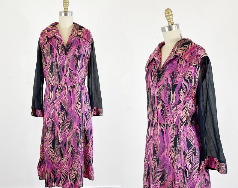 1970s disco dress / studio 54 dress / abstract dress/ Size Large image 1