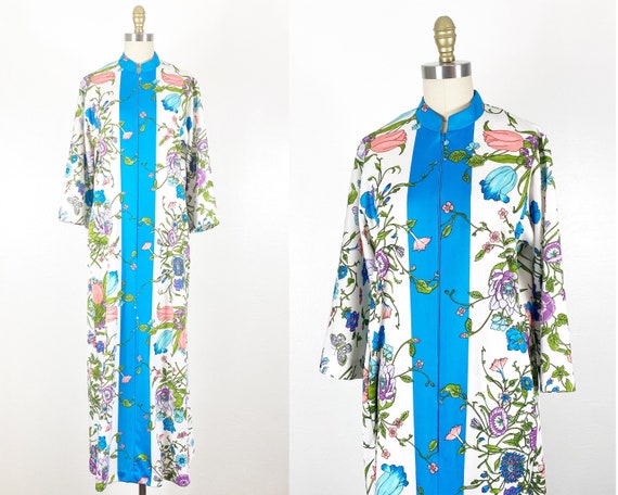 1970s Lounge Dress - 1970s Dress - 1970s Floral Dress… - Gem