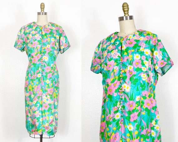 1960s Floral Dress - 1960s Mod Dress - 1960s Dres… - image 1