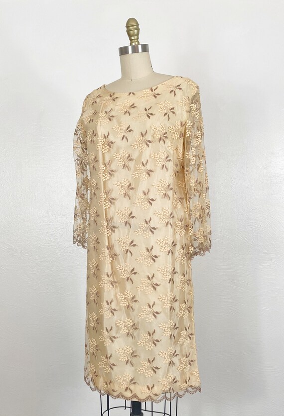 1960s Lace Dress - 1960s Floral Lace Dress - 1960… - image 6