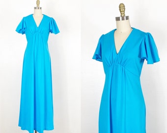 1970s Maxi Dress - 1970s Party Dress - 1970s Disco Dress - Size Medium