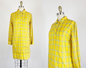 1960s Plaid Dress - Shift Dress - Mod Dress - Size Medium - Large