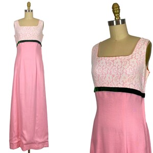 1960s Gown - 1960s Lace Gown - 1960s Linen Gown - Size Medium