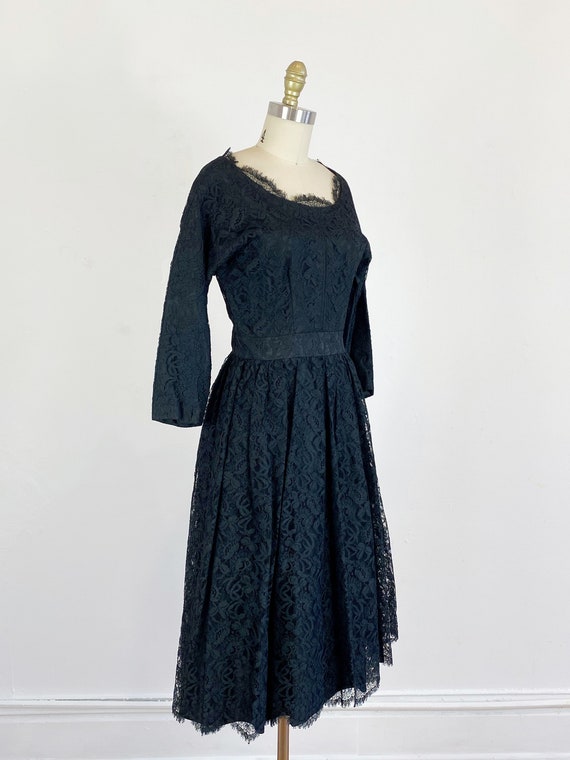 1950s black lace dress / lace dress / cocktail dr… - image 4