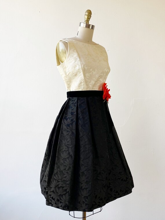 1950s Party Dress - 1950s Silk Jacquard Dress - 5… - image 4