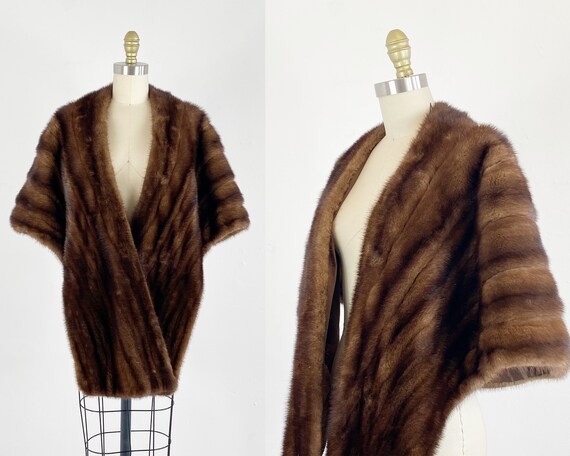 1950s Mink Stole - Brown Mink Stole - Fur Wrap - V