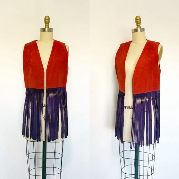 1970s Fringe Vest - 1970s Suede Vest - 1970s Vest - Size Medium