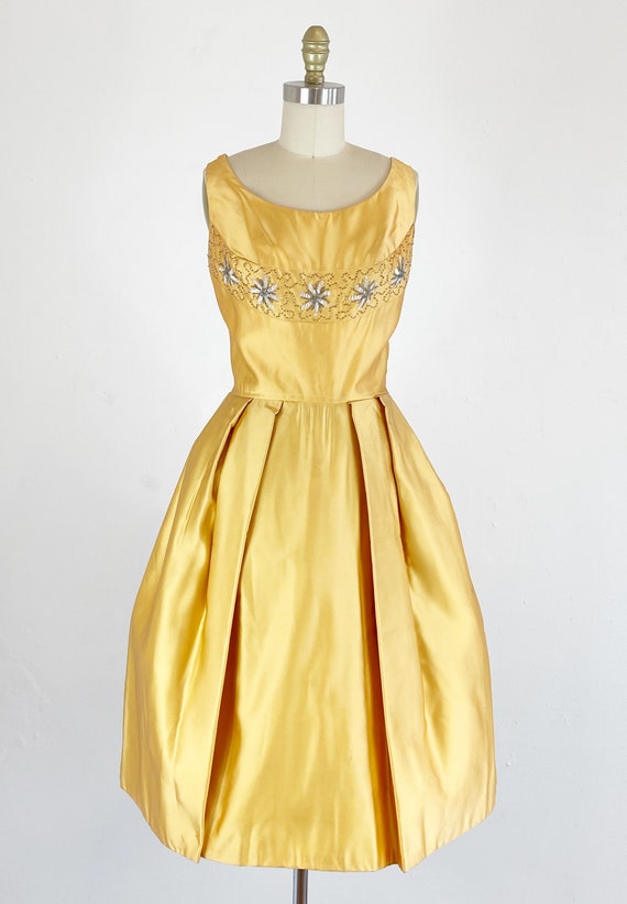 1950s Prom Dress - Cocktail Dress - Tangerine Sil… - image 2