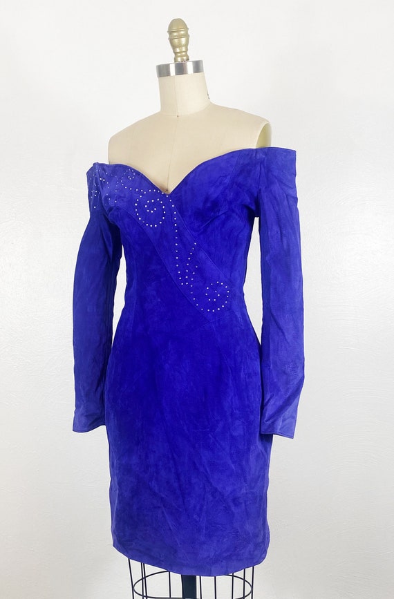 1980s Dress - 1980s Suede Dress - 1980s Mini Dres… - image 7