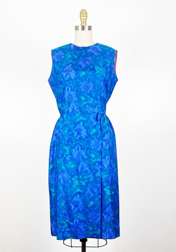 1960s Dress - 1960s Silk Dress - 1960s Floral Dre… - image 2