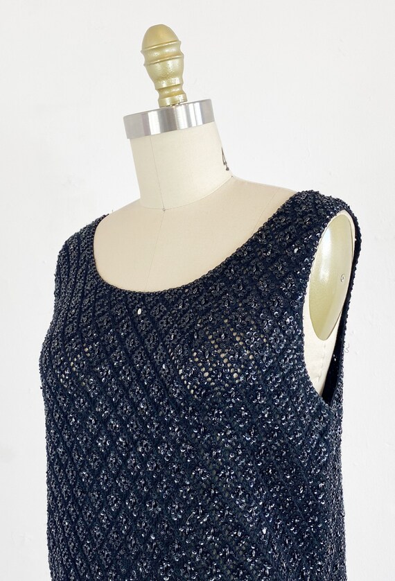 1960s Beaded Top - 60s Sequin Top - Black Sequin … - image 7