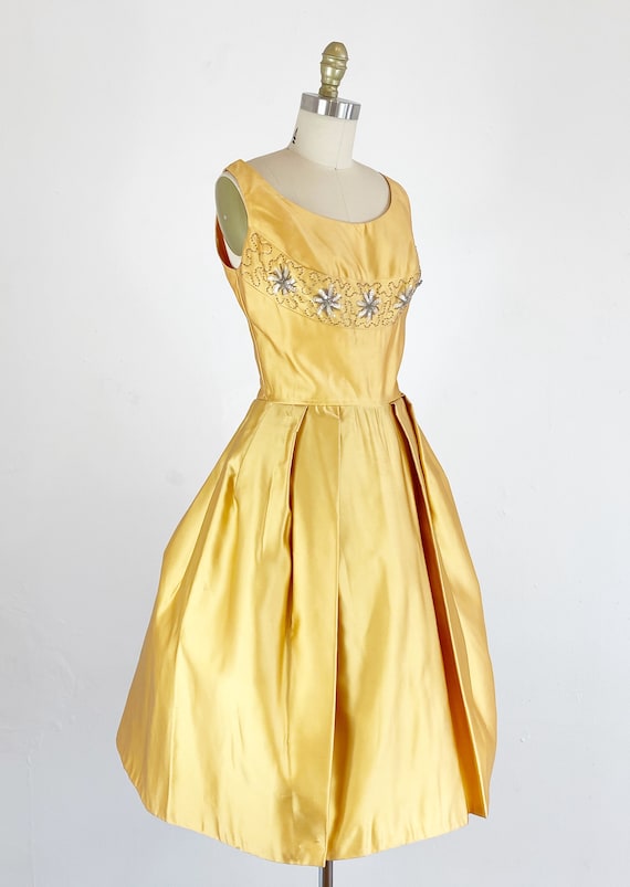 1950s Prom Dress - Cocktail Dress - Tangerine Sil… - image 4