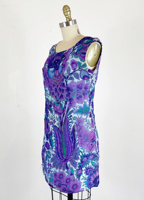 1960s Floral Paisley Dress / Shift Dress / Mod Dr… - image 7