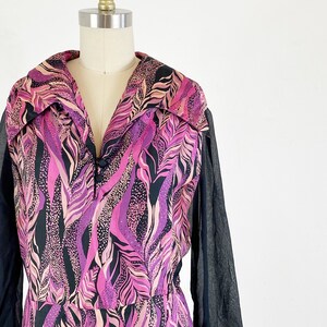 1970s disco dress / studio 54 dress / abstract dress/ Size Large image 6