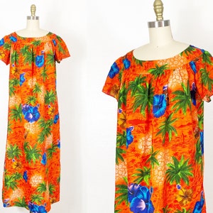 1960s Hawaiian Dress - 1960s House Dress - Hawaiian Muumuu