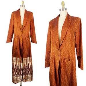 1940s Dressing Gown - 1940s Lounge Wear - Silk Robe - Size Medium - Large