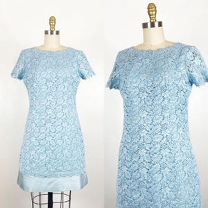 1960s Dress - Floral Lace Dress - Party Dress - Size Large