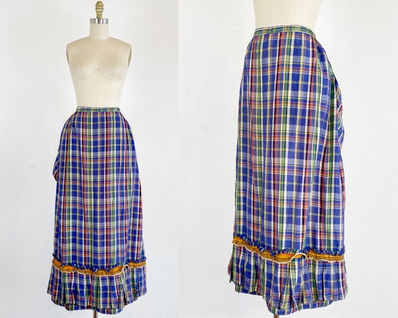 Authentic Victorian Skirt - Bustle Skirt - Plaid S