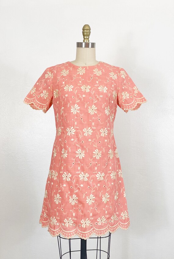 1960s Eyelet Dress - 1960s Floral Dress - 1960s D… - image 2