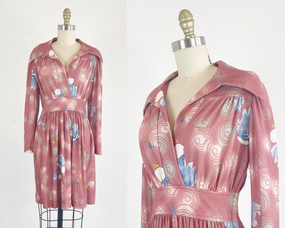 1970s Floral Dress - 1970s Mini Dress - Floral Mi… - image 1