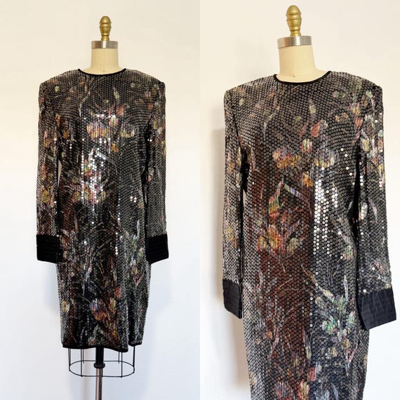 1980s Dress / 1980s Cocktail Dress / 1980s Party Dress / Size XL