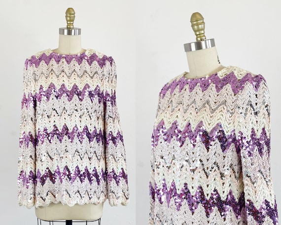 1970s Sequin Top - Sequin Disco Top - Studio 54 To