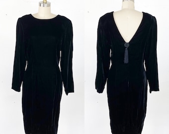 1990s dress // black velvet dress // cocktail dress // medium
