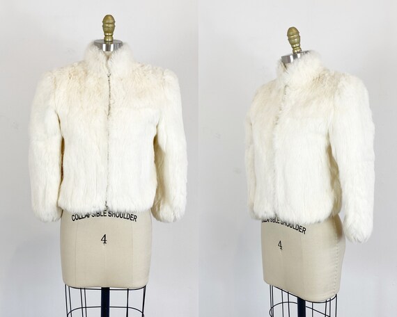 1980s fur coat - Rabbit Fur Coat - White Fur Coat